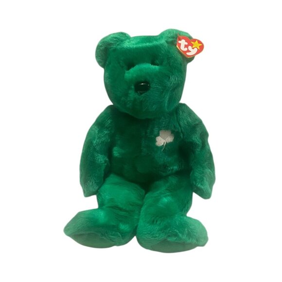 Ty Beanie Buddies Collection Erin The Bear Plush Toy Green Polyester 1998 - Picture 1 of 14